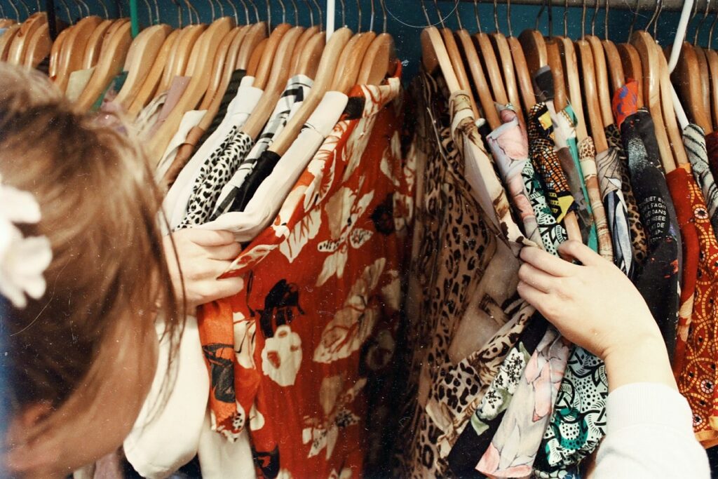 busy hanging rack in wardrobe 