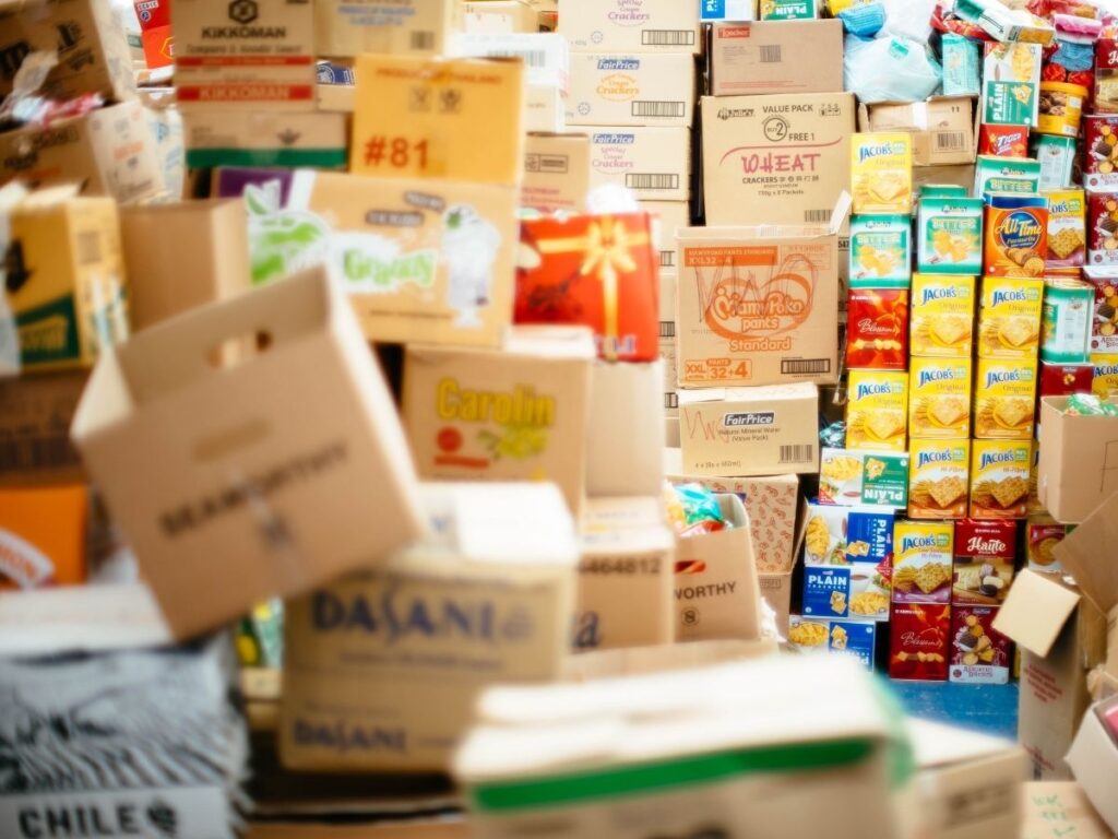 Free cardboard boxes in a supermarket